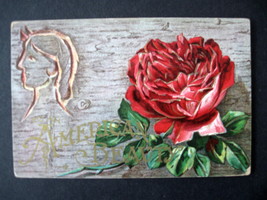 1911 Embossed &#39;To An American Beauty&#39; Postcard, American Beauty Rose Pos... - £7.86 GBP