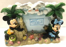 Disney Mickey &amp; Minnie AT THE BEACH Figural Picture Frame VINTAGE - £23.79 GBP