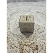 Vintage Coin Bank,  Alphabet Cube, Silver Plate, Baby Gift, Christening Gift - £10.52 GBP