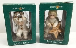 Grandeur Noel Collectible Porcelain Angel Figurine Wreath &amp; Star Set of 2 NEW - £12.89 GBP