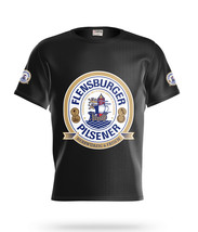 Flensburger  Beer Logo Black Short Sleeve  T-Shirt Gift New Fashion  - £25.27 GBP