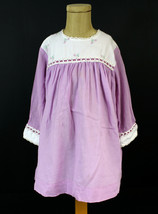 Sz 5 Cute Vintage Kate Greenaway Purple Shift Dress Sheer Long Sleeves S... - $22.77