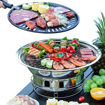 Korean Bbq Grill Charcoal, Small Charcoal Grill 13.7 Inches Portable Grill - $48.99