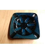 VINTAGE ANTIQUE ITALIAN BLACK AND BLUE CERAMIC ASHTRAY ITALY - $14.84