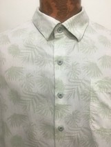 Nat Nast XL Green White Silk Cotton Short-Sleeve Hawaiian Aloha Shirt - £23.36 GBP
