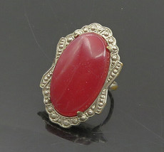 925 Sterling Silver - Vintage Victorian Carnelian Cocktail Ring Sz 2 - RG19489 - £30.95 GBP