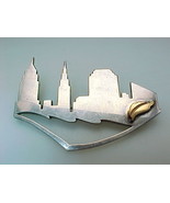 NEW YORK CITY Skyline Vintage BROOCH Pin in STERLING SILVER - FREE SHIPPING - £41.33 GBP