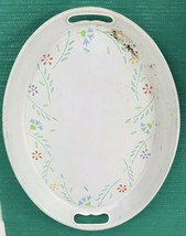 Large Enamelware Tray Vintage Floral Farmhouse Rusty Primitive shabby handle - £11.13 GBP