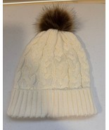 Women’s Beanie Pom Pom Hat With Cream Hat and Brown Pom Pom Warm Winter - $10.81 CAD