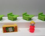 Fisher Price Vintage Little People Red school teacher green chairs yello... - $19.79