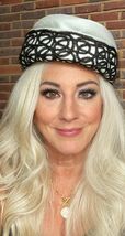VTG Women's Silk Pillbox Hat 1950s Black &amp; White Horsehair Braid Trim Small - $36.22