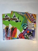 90s Skate Gift Wrapping Paper-HALLMARK 80s-Blue/Pink 2 Pks-4Sheets Total - £8.39 GBP