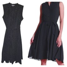 10 Nanette Lepore Pintuck Fit + Flare Dress Large + Slip Black White Pol... - $60.78 CAD