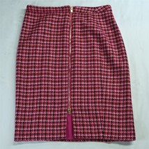 Talbots 4 Pink Plaid Tweed Wool Knee Length Modest Pencil Skirt - £12.54 GBP