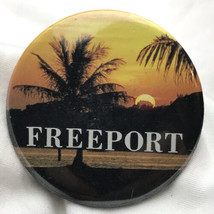 Freeport Vintage Pin Button Pinback Sunset Palm Trees Beach - $12.99