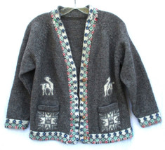 Hand Knit Llama Tribal Alpaca Wool Sweater South America Womens Fitted Medium - £25.98 GBP