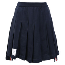 Thom Browne Classic Loopback Pleated Mini Skirt In Cotton Women Blue Siz... - $755.25