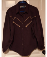 Vtg Brooks Dunn Panhandle Slim Maroon Black Diamond Snap Western Shirt M... - £18.87 GBP