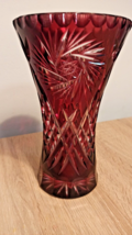 Buzau Perla Lux . vase. 20 cm. Crystal Ground Ruby Red 1960s - £55.52 GBP