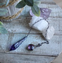 Purple Swarovski Crystal Pendulum 40mm with Hand Painted End Cap - $740.03 MXN