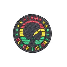 I am Black History Embroidered Patch African Flag Colors. Sze: 3.9 X 3.9&#39;&#39; - £5.81 GBP