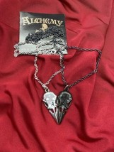 Alchemy P834 Coeur Crane Necklace Gothic Double Friendship 2pc Heart IN HAND - £22.71 GBP