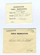Sandringham Table Reservation Card &amp; Envelope 1950&#39;s England RMS Queen Elizabeth - £29.50 GBP