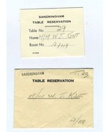 Sandringham Table Reservation Card &amp; Envelope 1950&#39;s England RMS Queen E... - £29.46 GBP