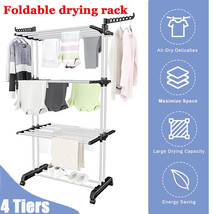 67&quot; Heavy Duty Laundry Clothes Drying Rack Portable Folding Rolling Drye... - $68.39