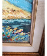 13.25&quot; x 15.25&quot; Original Oil Painting on Canvas Signed Landscape Fields - £46.04 GBP