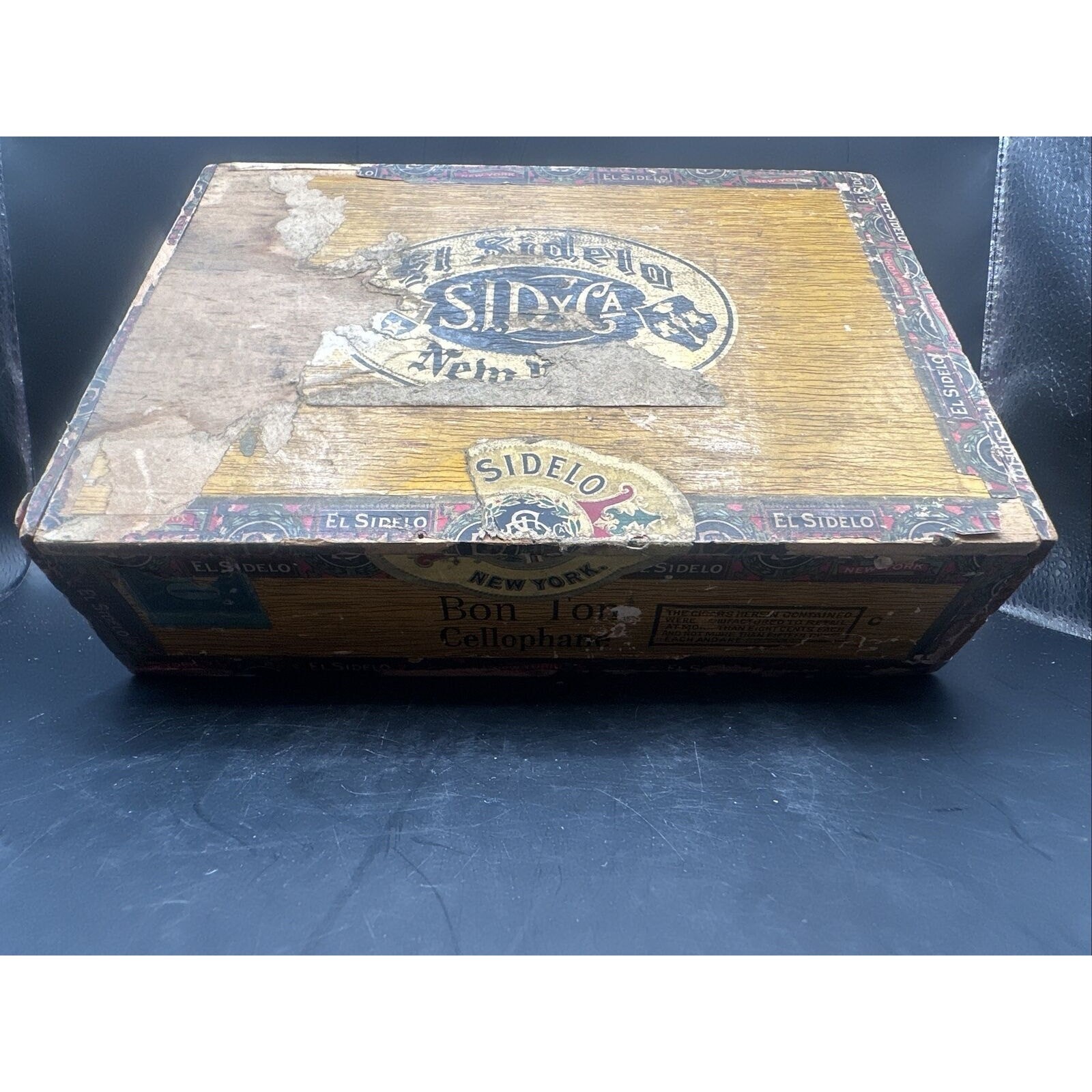 Vintage El Sidelo New York SIDyCa Bon Ton Cellophane Factory # 2 Empty C... - $3.95