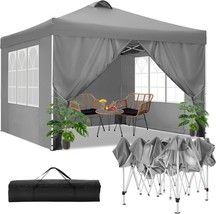 Tooluck Canopy Tent 10X10 Pop Up Outdoor Canopies With 4 Sidewalls, Grey - $168.99