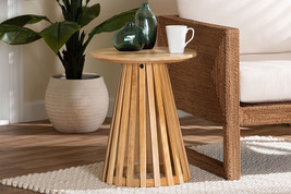 Noemie Modern Slatted Acacia Wood End Table - $171.00