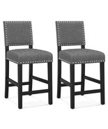 38.5/43.5 Inch Set of 2 Counter Height Chairs with Solid Rubber Wood Fra... - $3,854.94 MXN
