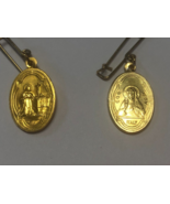 Saint Rita of Cascia/Sacred Heart Gold tone 2-sided Medal,  New From Italy - £3.11 GBP