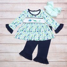 NEW Boutique Girls Dinosaur Tunic Dress &amp; Leggings Outfit Set - £10.83 GBP+