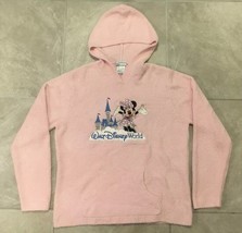 Walt Disney World Minnie Mouse Fuzzy Pink Hoody Womens Medium EUC! R2 - £17.29 GBP