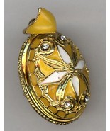 Russian Faux Pendant of Yellow, white and gold w/elaberate design with crystals. - $49.45