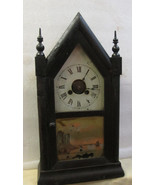 NEW HAVEN Jerome &amp; Company Gothic Steeple Clock Maple Mahogany 1880&#39;S - $381.83