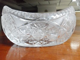 Czechoslovakia Bohemia boat bowl CENTERPIECE crystal hand cut  - £35.48 GBP