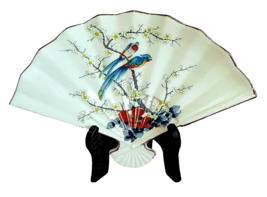Porcelain Collector Dish JAY Fine China Fan Shaped with Bird Floral Desi... - $426.70 MXN