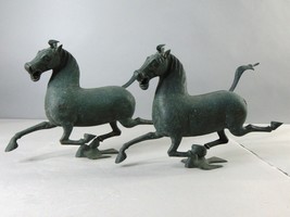 Pair of Vintage Chinese Copper Ming Style Horse Figure E248 - £475.96 GBP