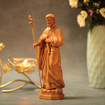 Saint Joseph with Staff Religious Statues Wooden Religious Gifts - £51.85 GBP