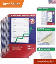 Efficient Money and Rent Receipt Book - 5-Pack Carbonless, 400 Duplicates - $840.68 MXN