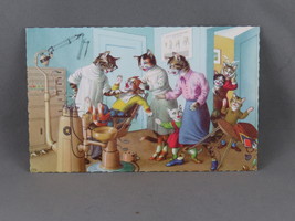Vintage Postcard - Alfred Mainzer Cats at the Dentist - ALMA - £11.76 GBP