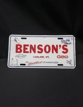 1990s BENSON&#39;S CHEVY Ludlow Vermont Metal Dealer License Plate GREAT VT ... - $27.80