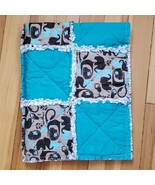 Handmade Flannel Baby Rag Quilt Blanket, Blue Cotton Tummy Time Throw 28... - $62.00