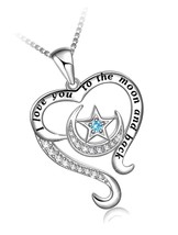 S925 Sterling Silver I Love You to the Moon and Back Pendant - £89.40 GBP