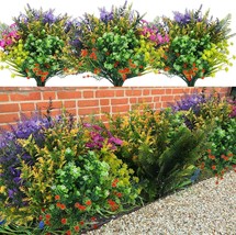 Bundles Artificial Flowers Fake Plants UV Resistant Plants Outdoor Decor 16 pack - £15.22 GBP