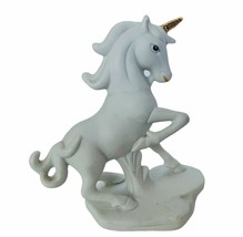 Unicorn figurine vtg sculpture fantasy horse gift porcelain Japan gold h... - $29.65